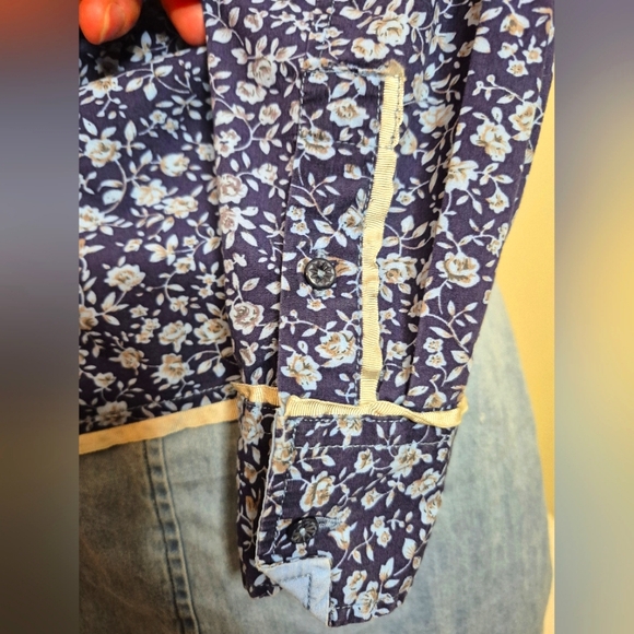 Pretty Floral Cotton Blouse Western Stampede Rodeo - Picture 6 of 8